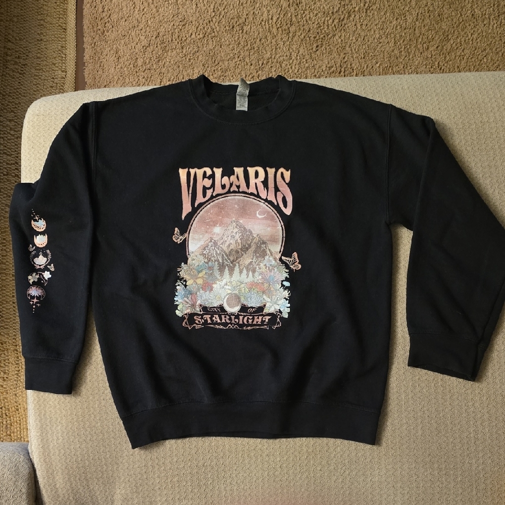 ACOTAR VELARIS Gildan Black Graphic Crewneck Sweatshirt